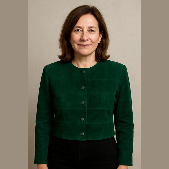 Danier leather green cropped leather suede jacket vintage size small - Picture 1 of 8